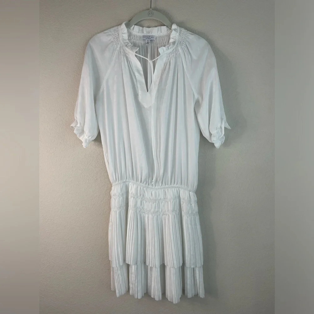 Current Air Smocked Pleated Floral White Mini Dress size XS